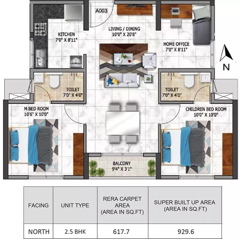 2.5BHK Nambiar Millenia 