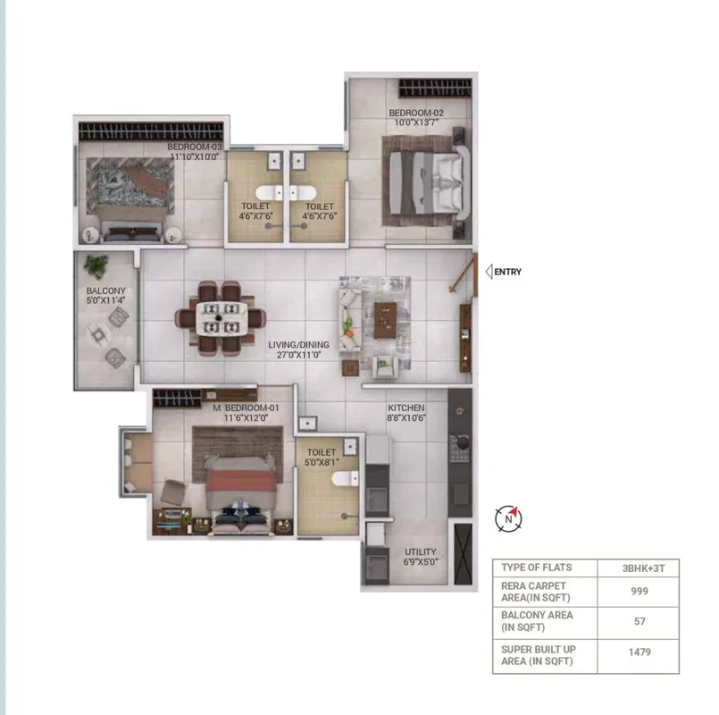 Millenia 3BHK