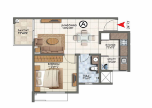 2 bhk floor plan